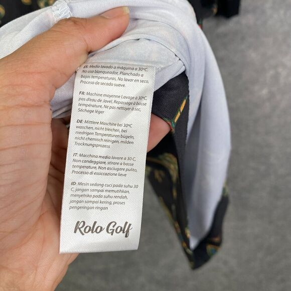 Rolo Golf Mens XXL Polo Shirt AOP Performance Golfer Skull Black Casual - Picture 8 of 10